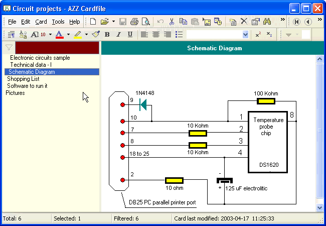 Electronic circuit project on AZZ Cardfile