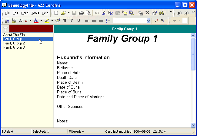 Family genealogy template