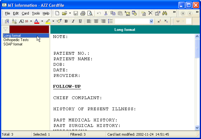 Sample for medical transcriptionists