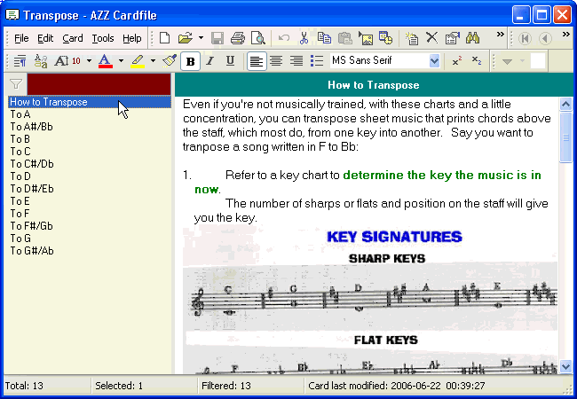 Azz data file : music transposing