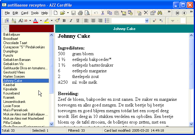 Recipes in dutch screenshot