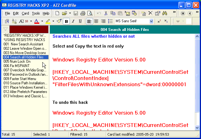 windows xp hacks sample file