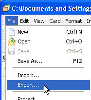 export menu