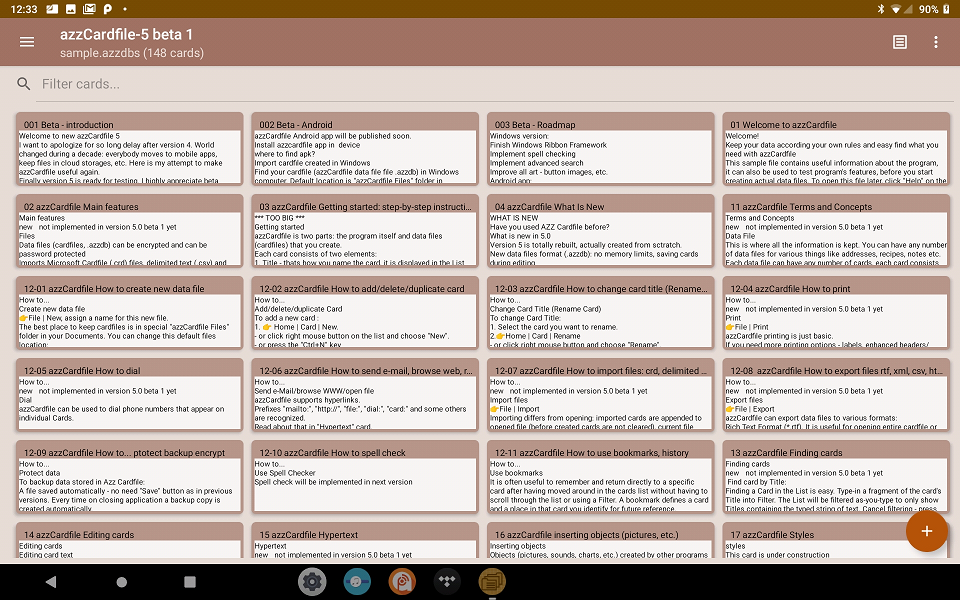 Tablet (Lenovo TB-X6.., Android 9)<br/> Normal theme. Small card size in 4 columns