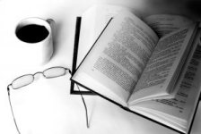 Writing book with coffee