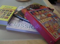 Recipe book pile